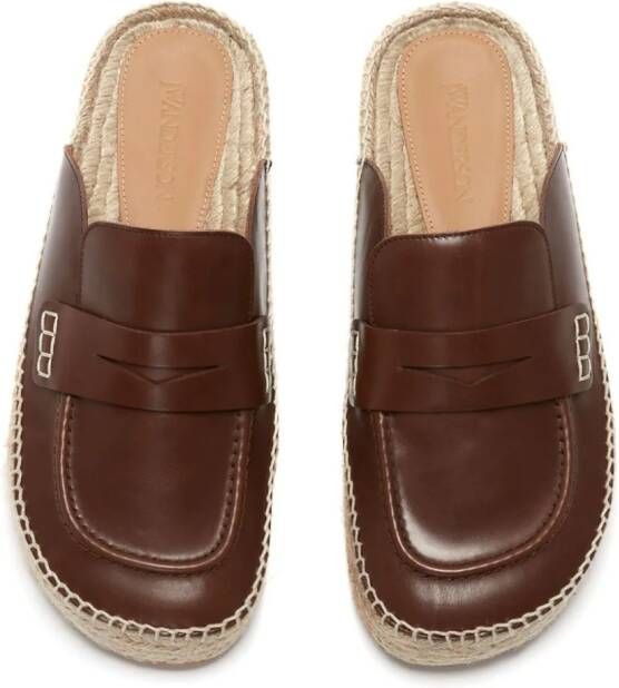 JW Anderson penny-slot leather loafer mules Brown
