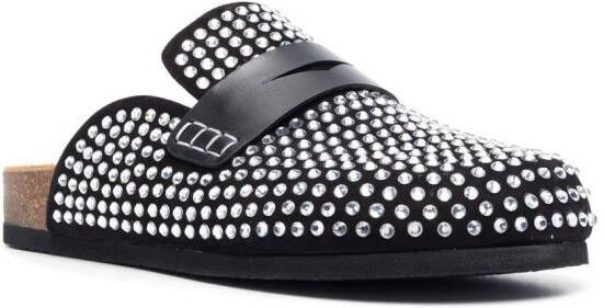 JW Anderson rhinestone-embellished leather slippers Black