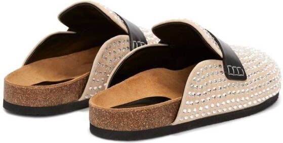 JW Anderson rhinestone-embellished leather slippers Neutrals