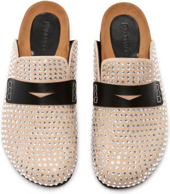 JW Anderson rhinestone-embellished leather slippers Neutrals