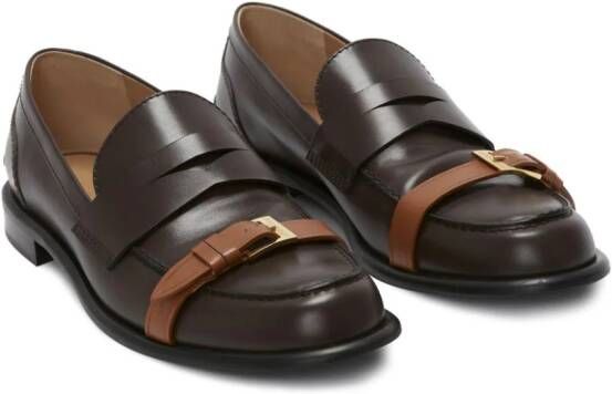 JW Anderson strap-detail leather loafers Brown