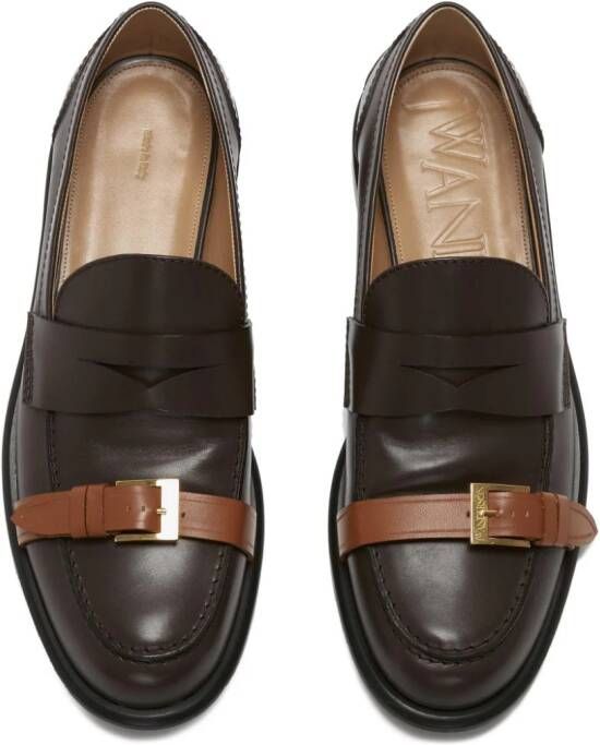 JW Anderson strap-detail leather loafers Brown