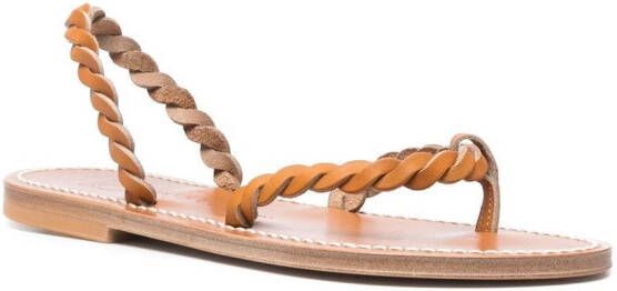 K. Jacques braided leather thong sandals Brown