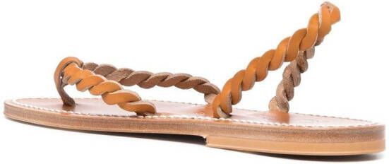 K. Jacques braided leather thong sandals Brown