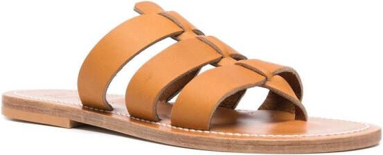 K. Jacques caged-design calf-leather slides Brown