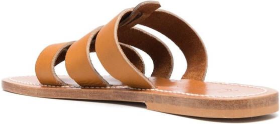 K. Jacques caged-design calf-leather slides Brown