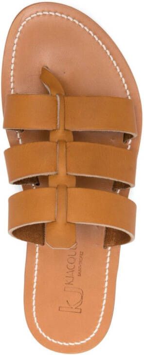 K. Jacques caged-design calf-leather slides Brown