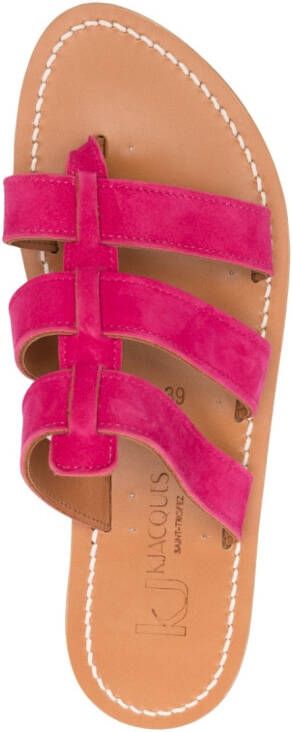 K. Jacques caged-design calf-leather slides Pink