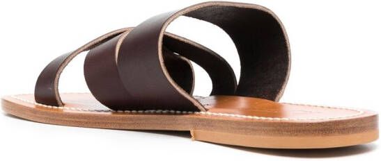 K. Jacques crossover-strap calf-leather slides Brown