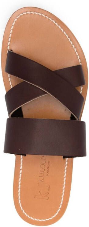 K. Jacques crossover-strap calf-leather slides Brown