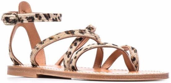 K. Jacques Epicure leopard-print sandals Neutrals