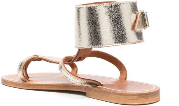 K. Jacques metallic finish ankle-fastening sandals Gold