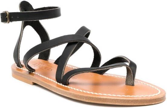 K. Jacques strappy flat leather sandals Black