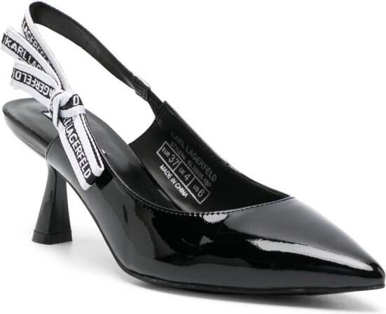 Karl Lagerfeld 75mm logo-strap leather pumps Black