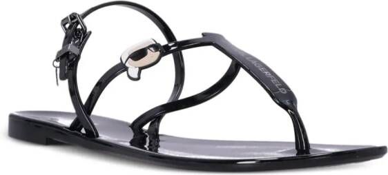 Karl Lagerfeld Ikonik Karl NFT patent-finish sandals Black