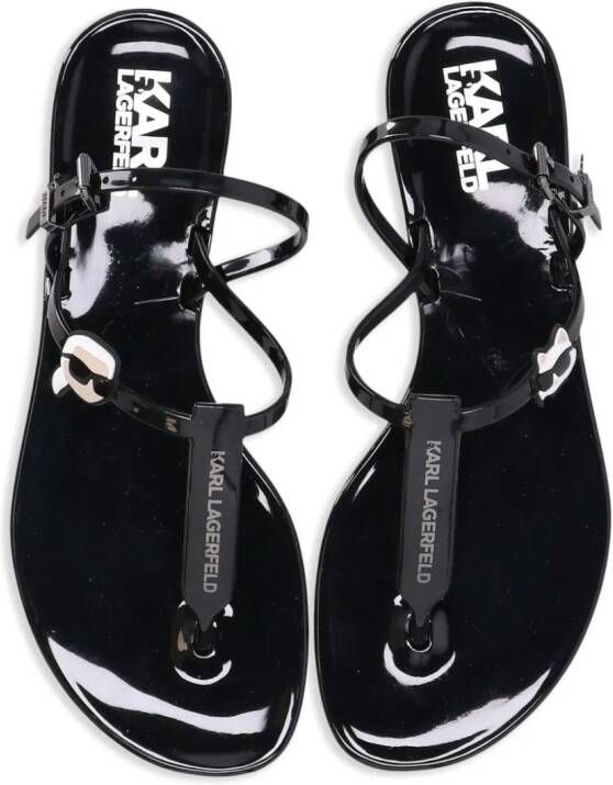 Karl Lagerfeld Ikonik Karl NFT patent-finish sandals Black