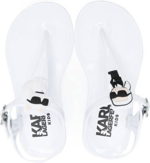 Karl Lagerfeld Kids glossy-finish patch-detail sandals White