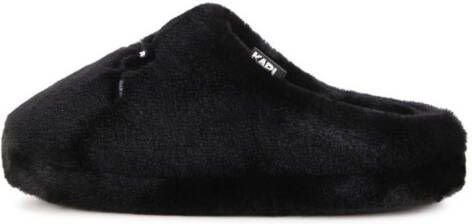Karl Lagerfeld Kids logo-embroidered faux-fur slippers Black