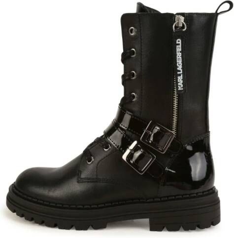 Karl Lagerfeld Kids logo-lettering leather boots Black