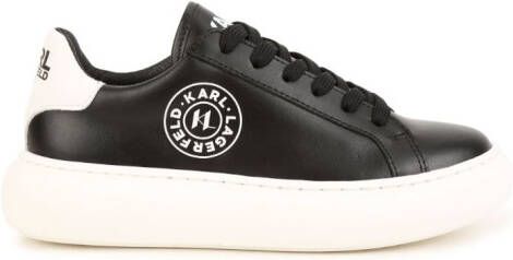 Karl Lagerfeld Kids logo-print lace-up leather sneakers Black