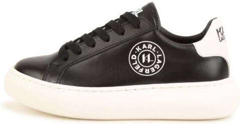 Karl Lagerfeld Kids logo-print lace-up leather sneakers Black