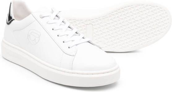 Karl Lagerfeld Kids logo-print leather sneakers White