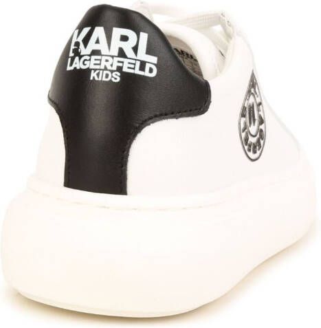 Karl Lagerfeld Kids logo-print lace-up leather sneakers White