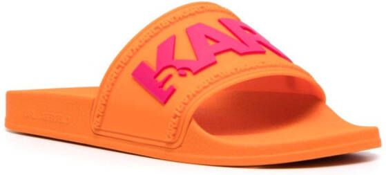 Karl Lagerfeld Kondo logo-embossed slides Orange