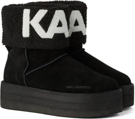Karl Lagerfeld logo-embroidered leather boots Black