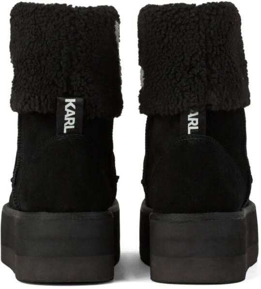 Karl Lagerfeld logo-embroidered leather boots Black