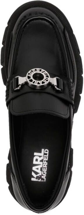 Karl Lagerfeld logo-engraved leather loafers Black