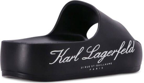 Karl Lagerfeld logo-print flat slides Black