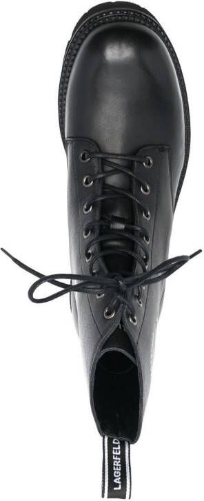 Karl Lagerfeld logo-print leather ankle boots Black