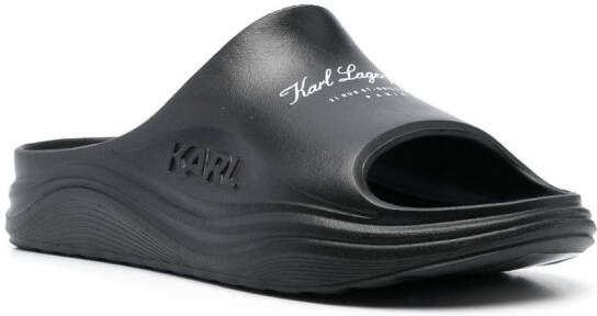 Karl Lagerfeld logo-print open-toe slides Black