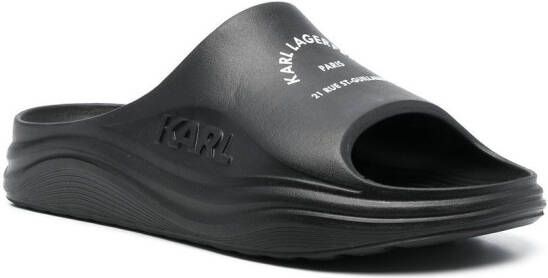Karl Lagerfeld logo-print rubber slides Black