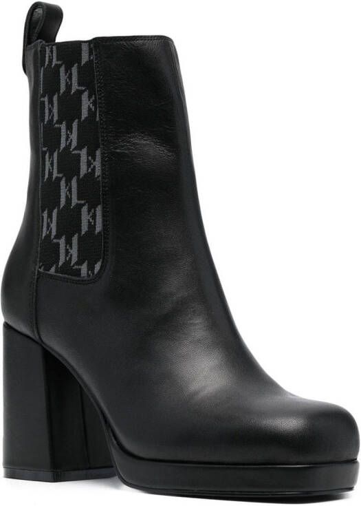 Karl Lagerfeld monogram-trim 100mm chelsea boots Black