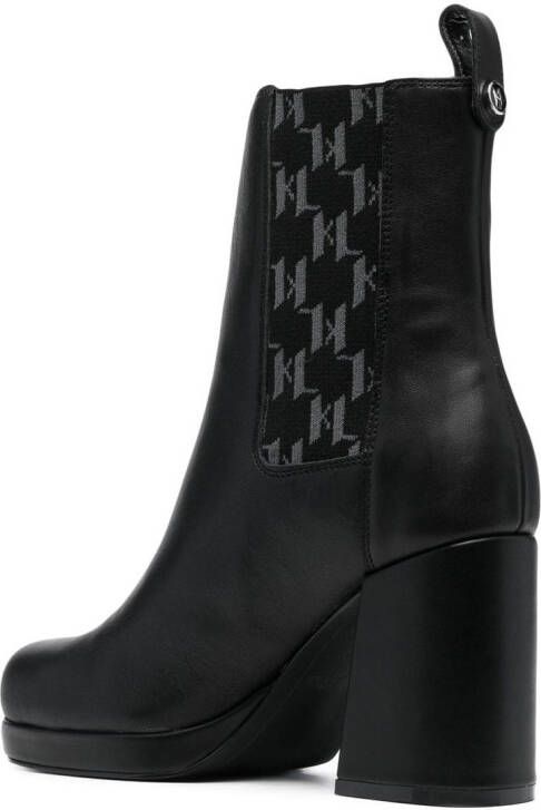 Karl Lagerfeld monogram-trim 100mm chelsea boots Black