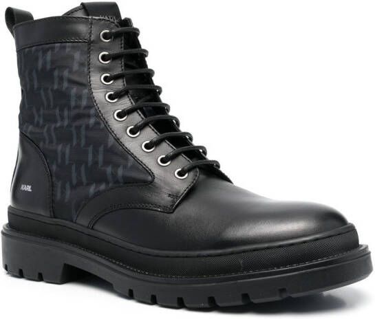 Karl Lagerfeld Outland mixed-panel combat boots Black