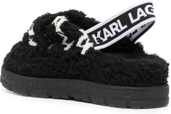 Karl Lagerfeld Salon Monogram tread slingback slides Black