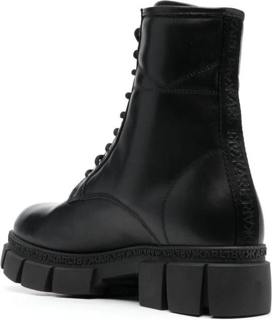 Karl Lagerfeld side logo-print combat boots Black
