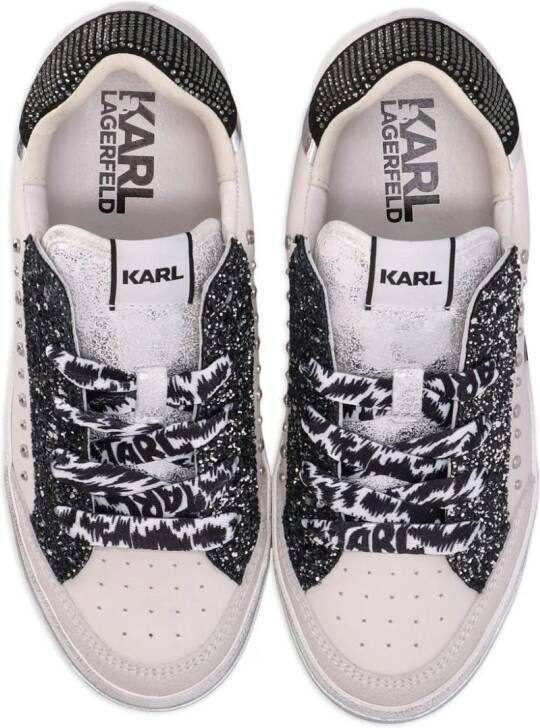 Karl Lagerfeld Skool Max Karl Graffiti leather trainers Neutrals