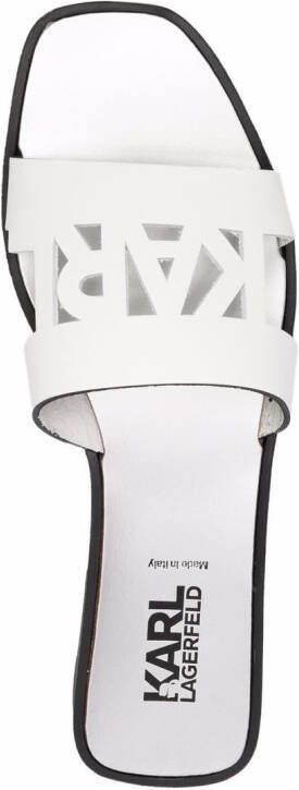 Karl Lagerfeld Skoot II Karl Kut-out flat slides White