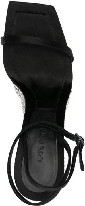 Kate Cate 90mm crystal-embellished satin leather sandals Black