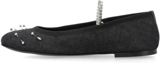 Kate Cate Juliette denim ballerina shoes Black