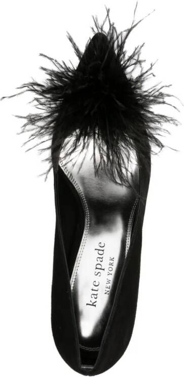 Kate Spade 80mm feather-detailing suede pumps Black