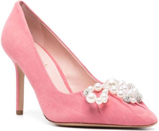 Kate Spade faux pearl-embellished 85mm pumps Pink