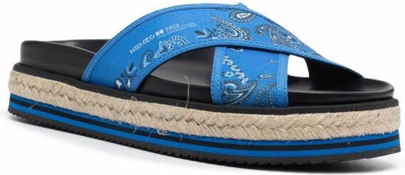 Kenzo bandana-print platform sandals Blue