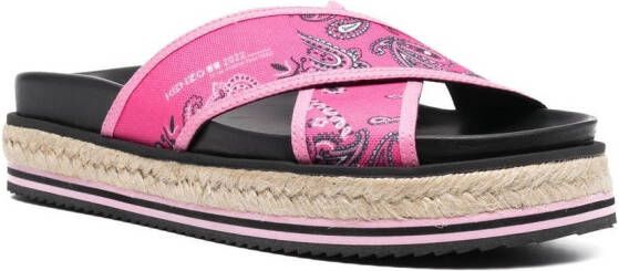 Kenzo bandana-print platform sandals Pink
