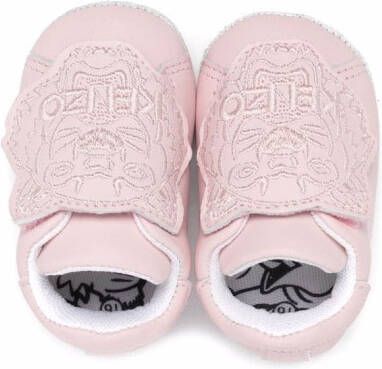 Kenzo Kids embroidered leather pre-walker shoes Pink