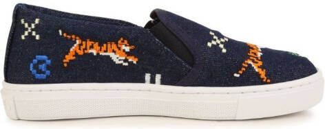 Kenzo Kids embroidered slip-on sneakers Blue